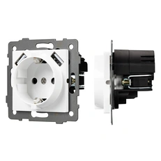 Изображение Розетка с заземлением и 2хUSB Type A Arlight APO, белый 049818